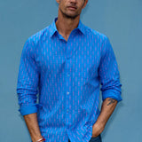 Desert Frequency Mens' Organic Cotton Shirt in Blue