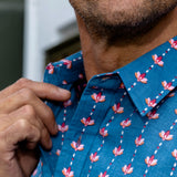 Lucky Lotus Mens' Cotton Shirt in Navy