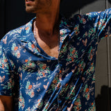 Garden Party Mens' Short Sleeve Shirt in Blue