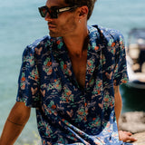 Garden Party Mens' Short Sleeve Shirt in Blue
