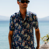 Garden Party Mens' Short Sleeve Shirt in Blue