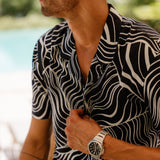 Stripes Mens' Short Sleeve Shirt in Black & White