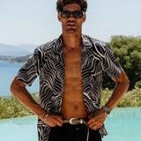 Stripes Mens' Short Sleeve Shirt in Black & White