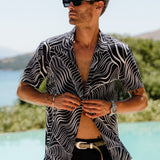 Stripes Mens' Short Sleeve Shirt in Black & White