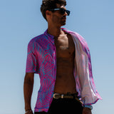 Stripes Mens' Short Sleeve Shirt in Pink & Blue
