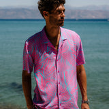Stripes Mens' Short Sleeve Shirt in Pink & Blue