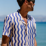 Riviera Mens' Short Sleeve Shirt in Blue & White