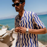Riviera Mens' Short Sleeve Shirt in Blue & White