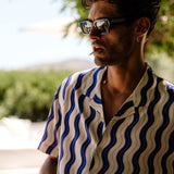 Riviera Mens' Short Sleeve Shirt in Blue & White