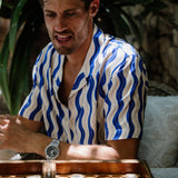 Riviera Mens' Short Sleeve Shirt in Blue & White