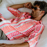 Lost Angeles Part 2 Mens' Cotton mix Shirt in White and Coral