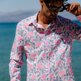 Vernon's Wonderland Mens' Cotton Shirt in Blue & Pink