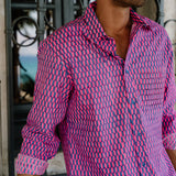 Inter Stella Mens' Cotton Shirt in Blue & Pink