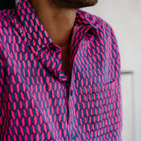 Inter Stella Mens' Cotton Shirt in Blue & Pink