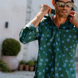 Shiny Disco Balls Mens' Cotton Shirt in Charcoal