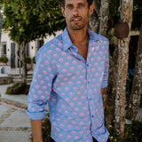 Sunrise Lotus Mens' Organic Cotton Shirt in Violet & Pink