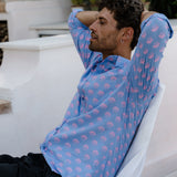 Sunrise Lotus Mens' Organic Cotton Shirt in Violet & Pink