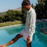 Jaipur Grove Mens' Cotton Shirt in Green & Pink