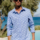 Shell Yeah! Mens' Organic Cotton Shirt in Lilac & Sky Blue