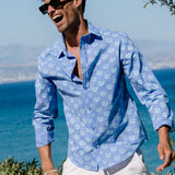 Shell Yeah! Mens' Organic Cotton Shirt in Lilac & Sky Blue