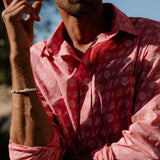 Sea Shells Mens' Cotton Shirt in Red & White