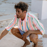 Spectrum Stride Mens' Shirt in White and Multi