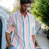 Spectrum Stride Mens' Shirt in White and Multi