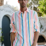 Spectrum Stride Mens' Shirt in White and Multi