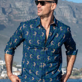 Eazy Tiger Mens' Cotton Shirt in Navy