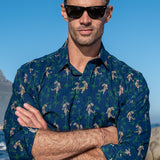 Eazy Tiger Mens' Cotton Shirt in Navy