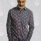 Electric Nights Mens' Organic Cotton Shirt in Charcoal