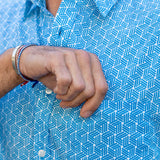 Walk the lines Mens' organic cotton  Shirt in Blue
