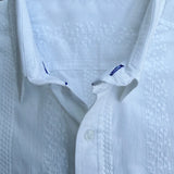 Las Salinas Blanca Mens' Cotton Shirt with Azure Blue Trims
