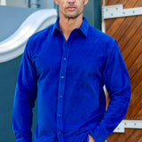 Corduroy Mens' Organic Cotton Shirt in Electric Blue
