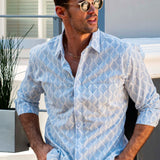 Good Vibrations Mens' Cotton Shirt in Blue