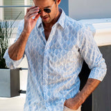 Good Vibrations Mens' Cotton Shirt in Blue