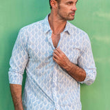 Good Vibrations Mens' Cotton Shirt in Blue