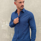 Dash in Indigo Mens' Cotton Shirt in Indigo