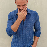 Dash Out Mens' Cotton Shirt in Blue