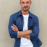 Dash Out Mens' Cotton Shirt in Blue