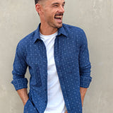 Dash in Indigo Mens' Cotton Shirt in Indigo