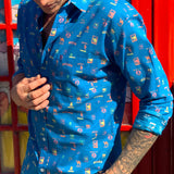 Indian Visa Mens' Cotton Shirt in Blue