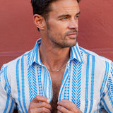 Ionian Blue Mens' Cotton Shirt in Blue