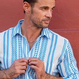 Ionian Blue Mens' Cotton Shirt in Blue