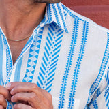 Ionian Blue Mens' Cotton Shirt in Blue