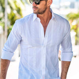 Las Salinas Blanca Mens' Cotton Shirt in White