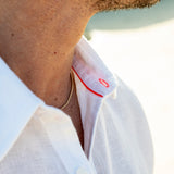 Mens' White Linen Shirt with Contrast Trim