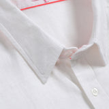 Mens' White Linen Shirt with Contrast Trim