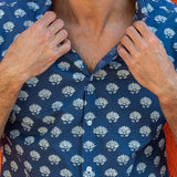 Lotus Nights Mens' Organic Cotton Shirt in Navy