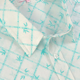 Lucky Bamboo Mens' Organic Cotton Shirt in White and Aqua